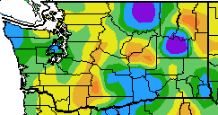 January percent of normal precipitation for WA from the High Plains Regional Climate.