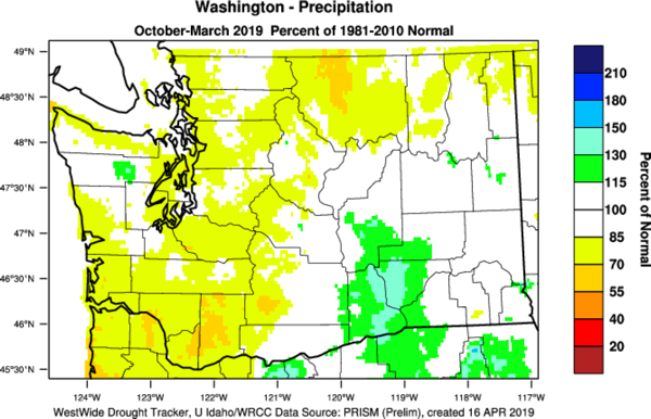 Washington Precipitation October-March 2019